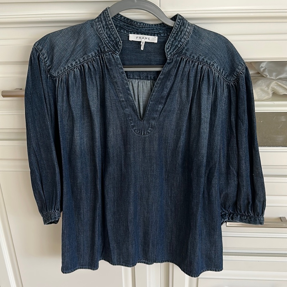 Frame Denim Puffed Sleeve Blouse